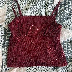 No Boundaries Burgundy Sequin Camisole